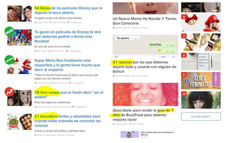 Titulares con números