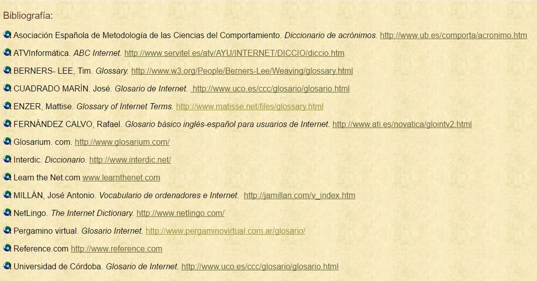 Glosario con fuentes enlazadas