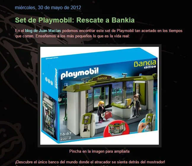 Juguete falso rescate Bankia Playmobil
