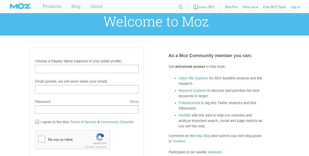 Perfil en la comunidad de Moz