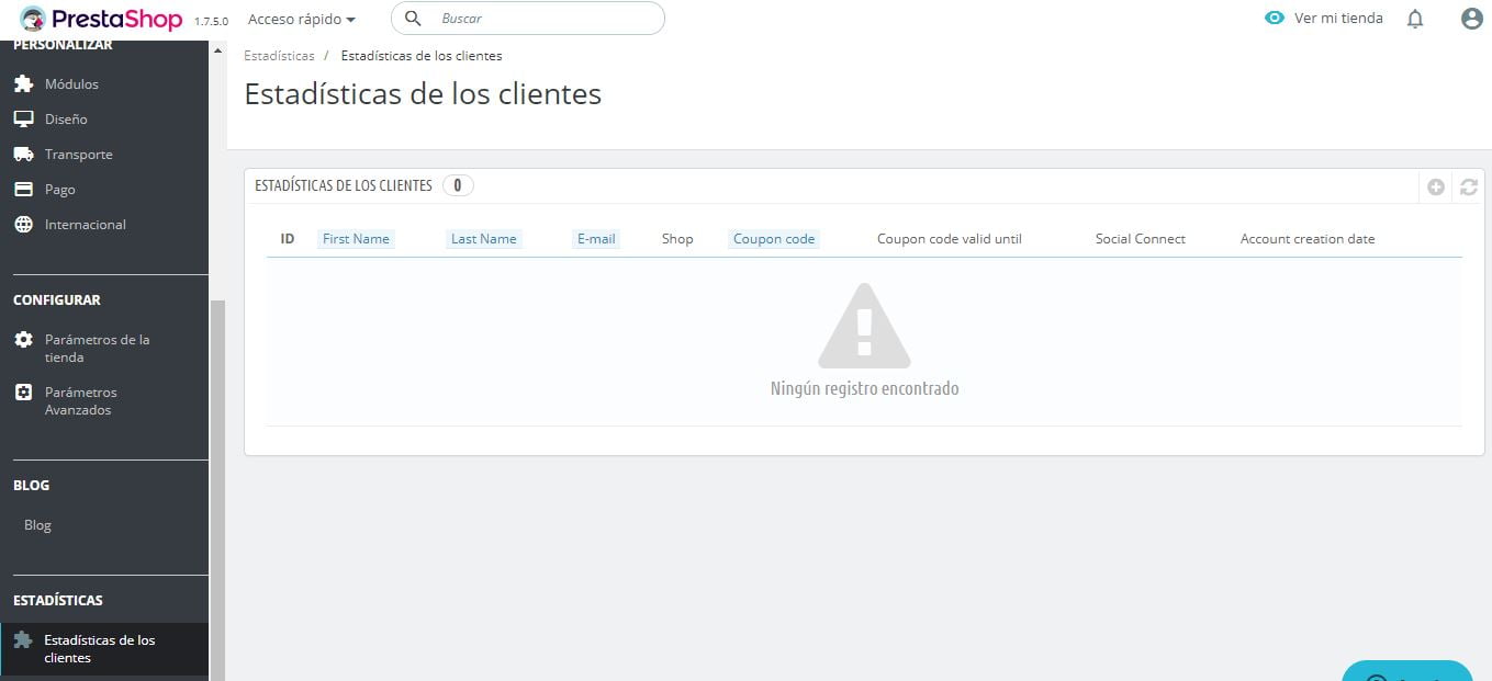 ESTADISTICAS DE LOS CLIENTES PRESTASHOP READY