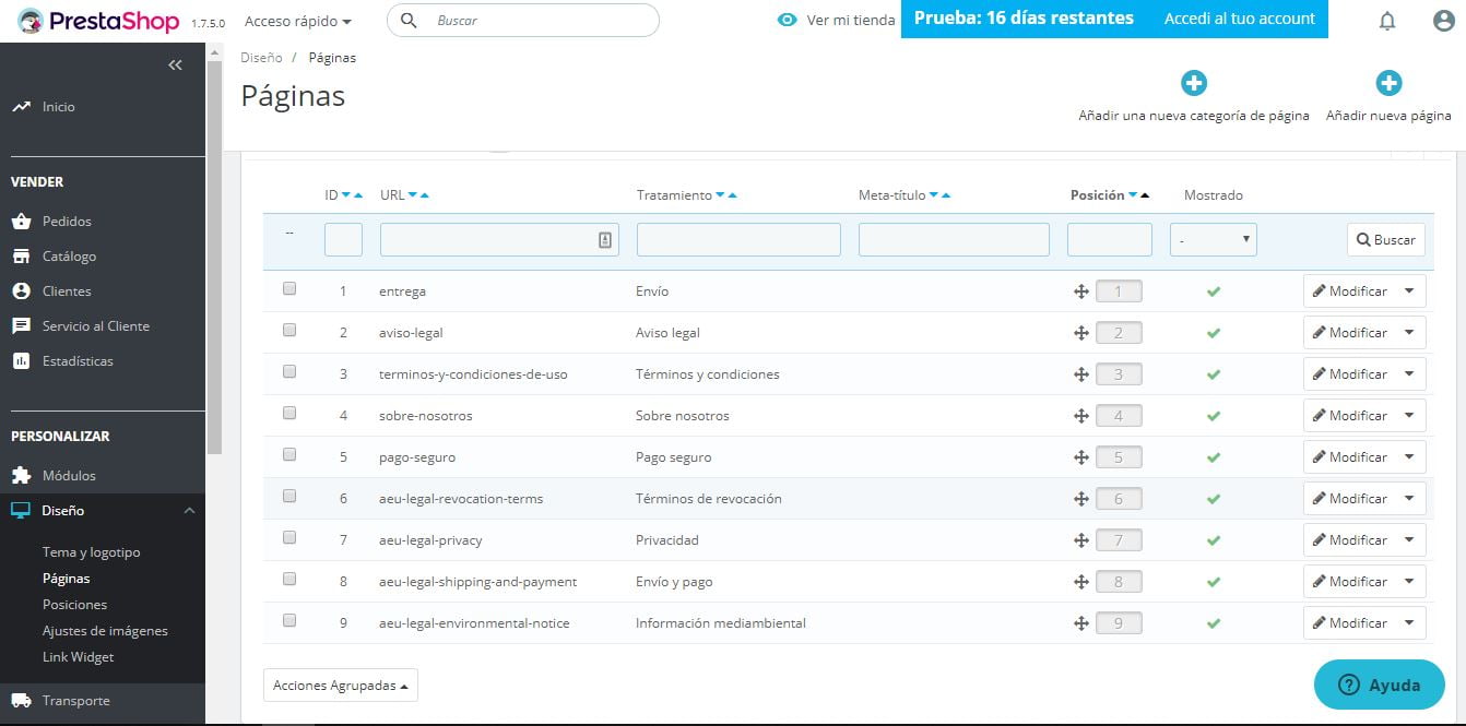 Paginas Prestashop Ready