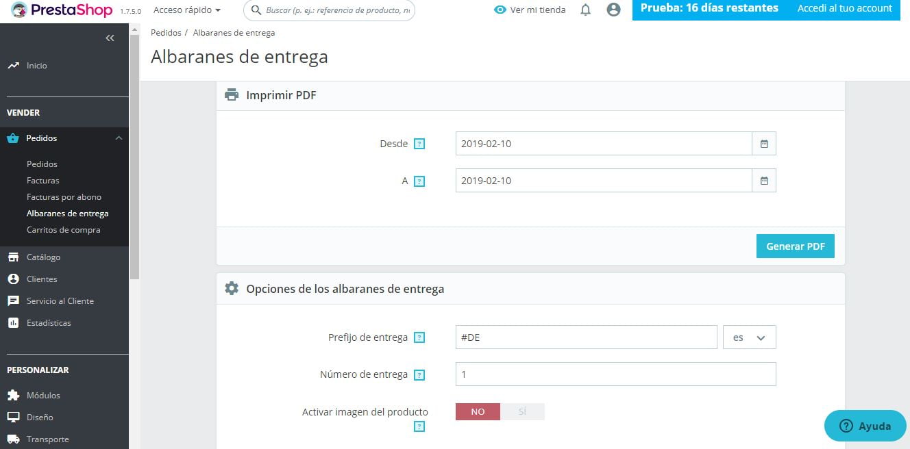albaranes de entrega prestashop ready