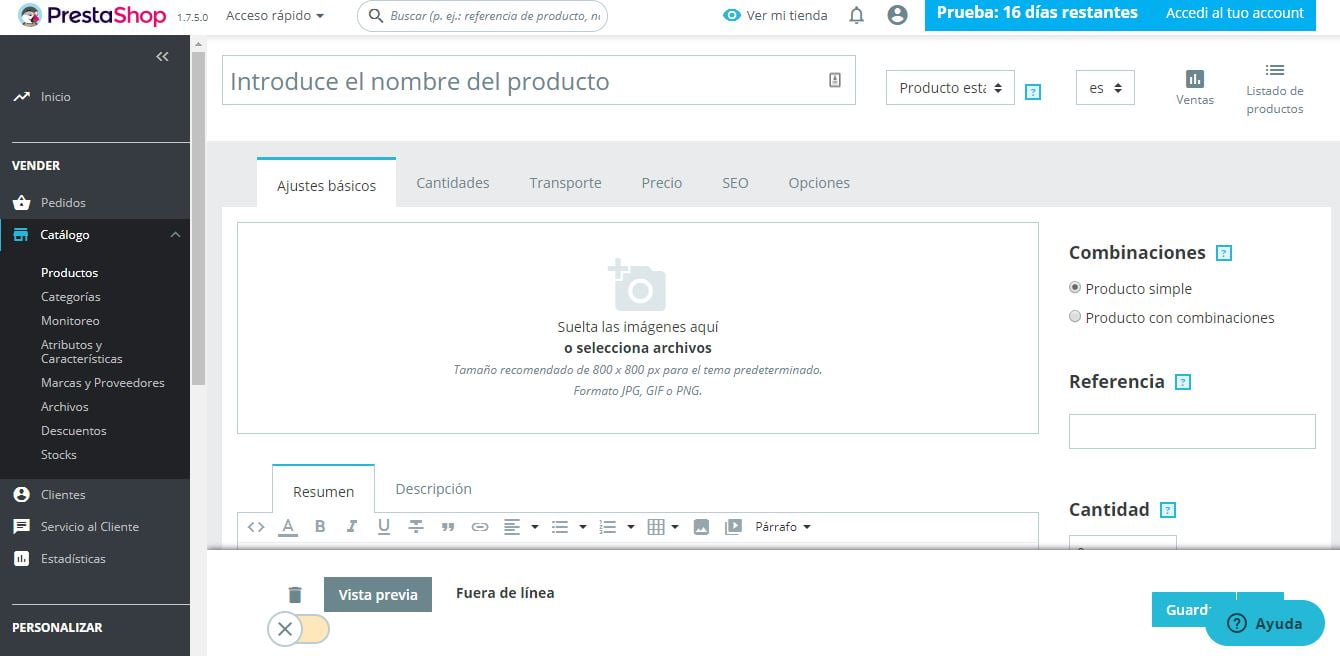 añadir producto prestashop ready