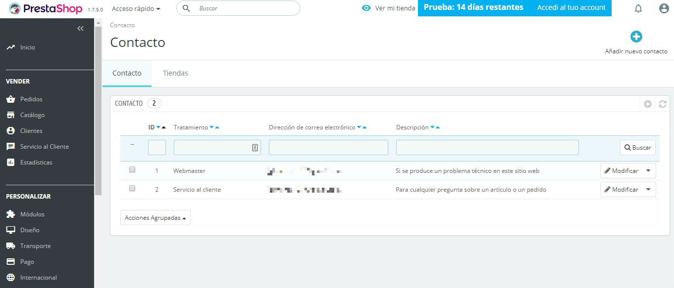contacto prestashop ready