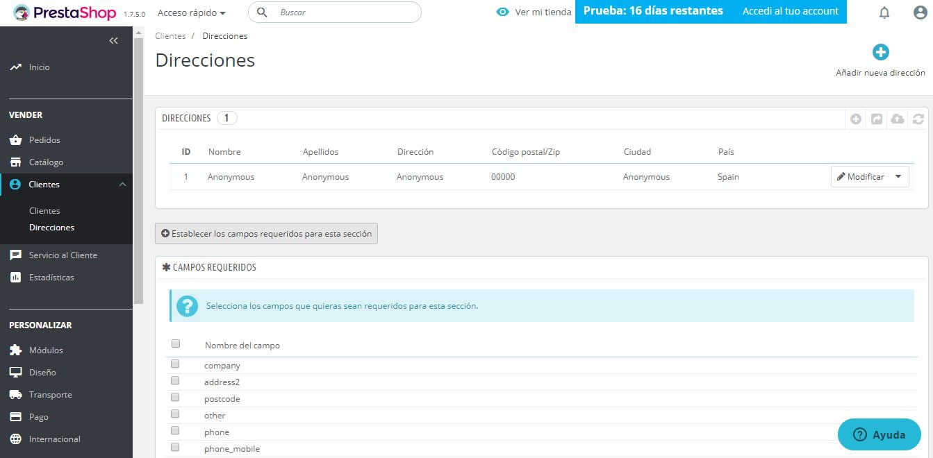 direcciones clientes prestashop ready
