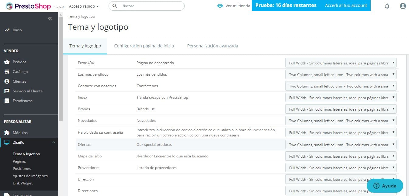 diseños de pagina prestashop ready