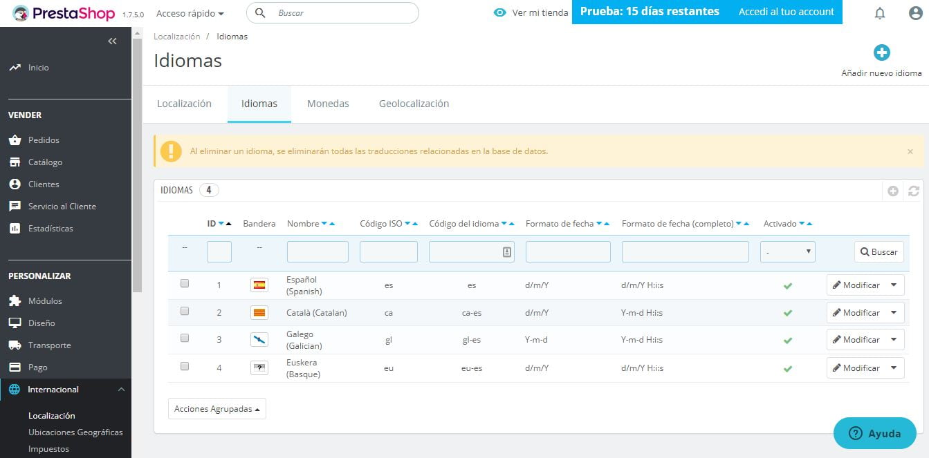 idiomas prestashop ready