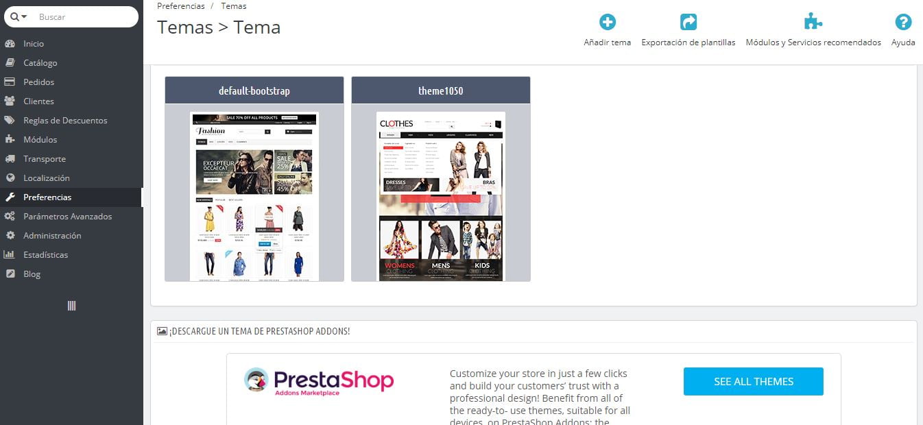 instalar temas prestashop