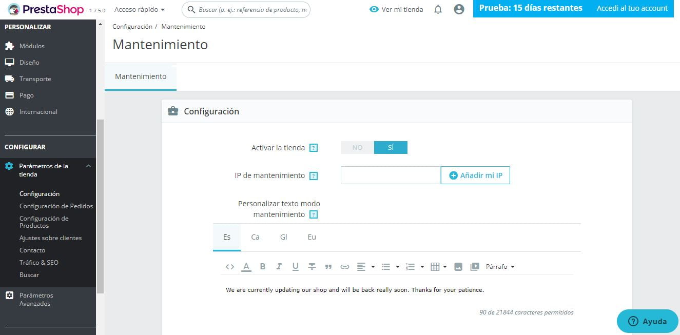 mantenimiento prestashop ready