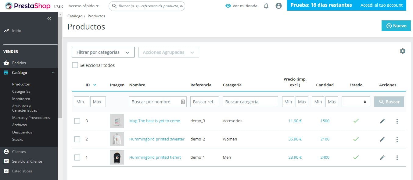 productos lista prestashop ready