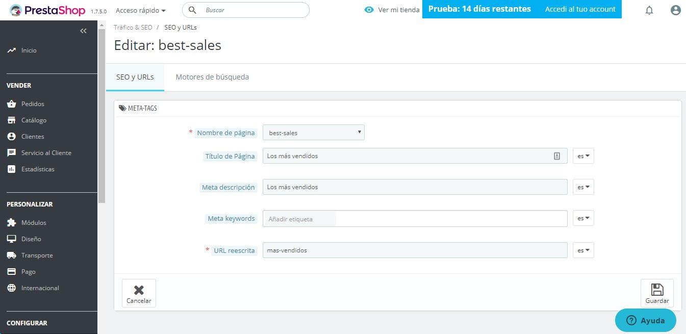 seo en prestashop ready
