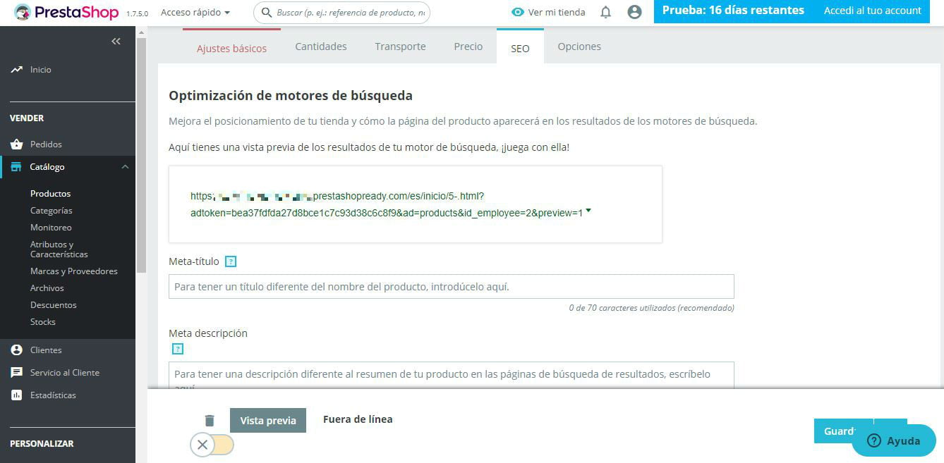 seo producto prestashop ready