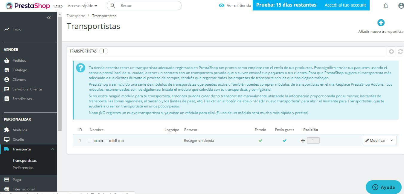 transportistas prestashop ready