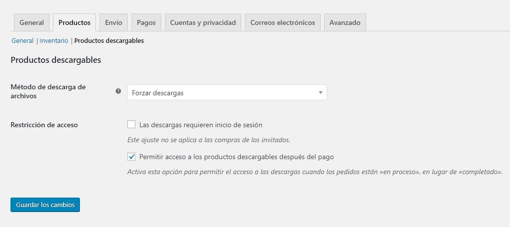 productos descargables woocommerce