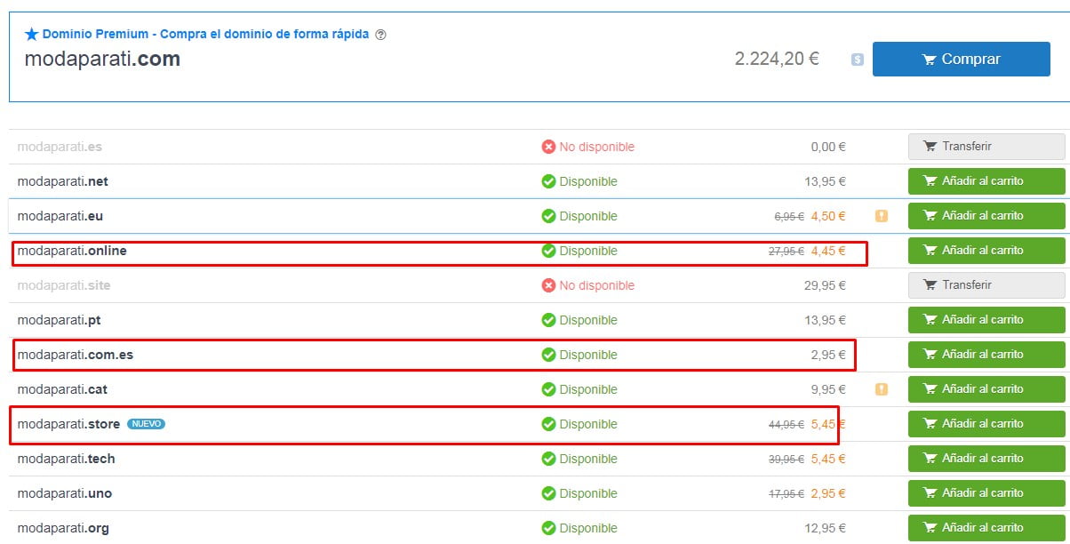 comprar dominio para tienda online