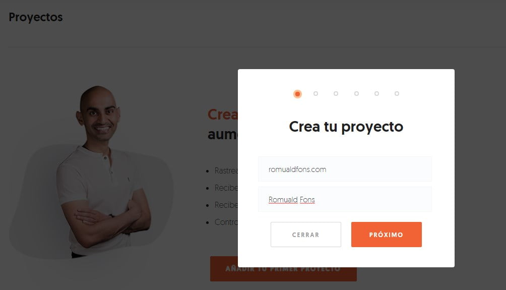 crear un proyecto en Ubersuggest