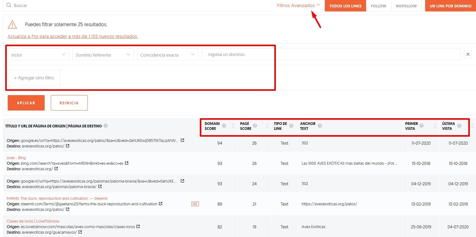 análisis de backlinks con ubersuggest