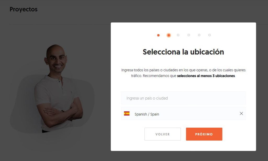 crear proyecto en ubersuggest